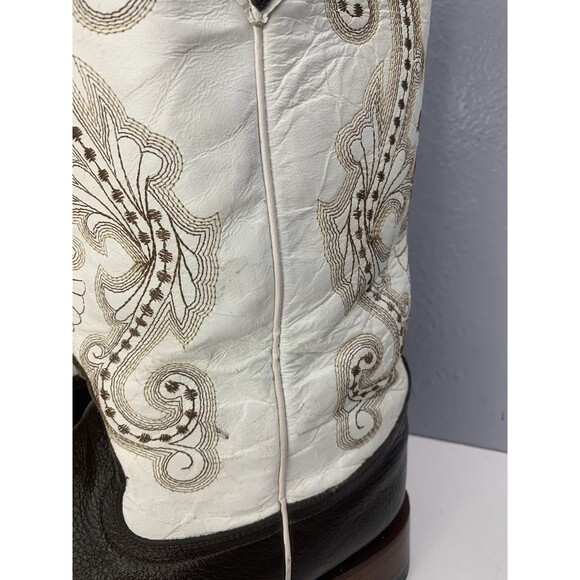 Ferrini Western Square-Toe Boots Men\'s 12D White/Brown Embroidered Rodeo Cowboy main image 9